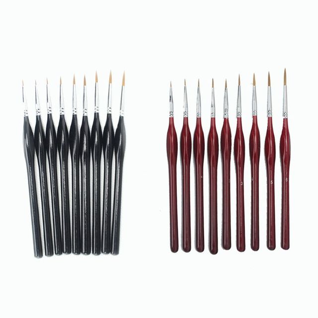 9 pcs Miniature Painting Brushes Flexible Wolf Hair for Watercolor Oil  Models Drop Shipping - AliExpress